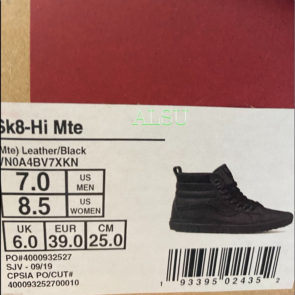 VANS SK8-HI MTE Leather Black Women’s Sneakers Size 8.5 VN0A4BV7XKN - Picture 10 of 10